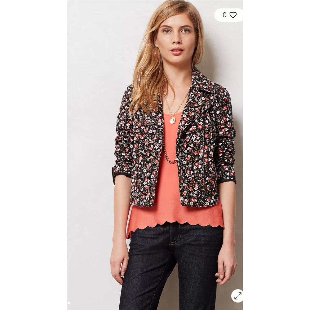 Anthropologie Hei Hei Cropped Tinsley Floral‎ Bomber Jacket Size 12